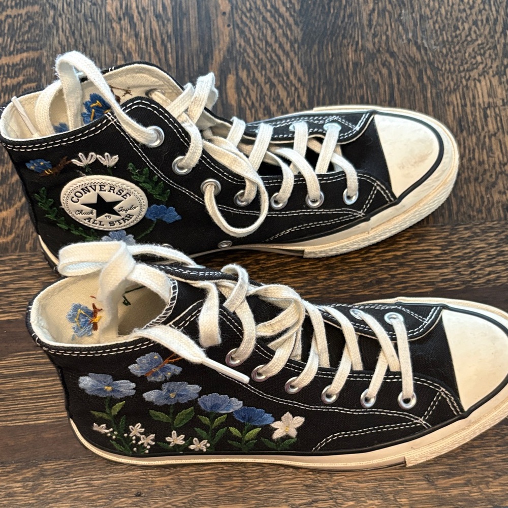 Converse Women's Custom Embroidered Floral High-Tops